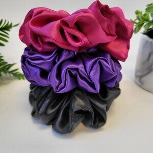 RABLOO 3pc Large Satin Scrunchies Set | “New freshly sewn Handmade Hair Ties
